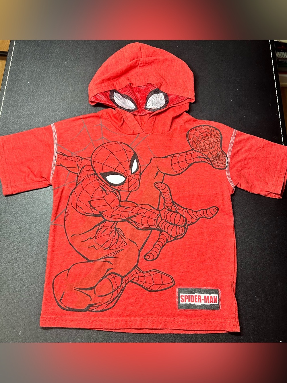 Spider-Man Hooded T-Shirt w/ Built-In Eye Mask Size 4